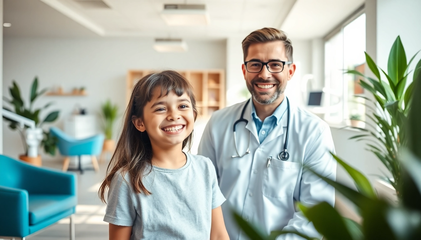 Orthodontics appointment with a friendly orthodontist engaging a young patient.