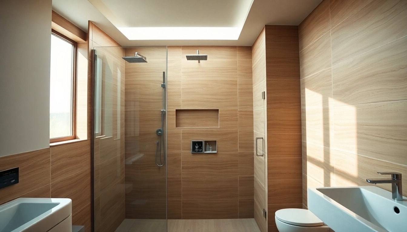 Experience elegant showers Australia in a luxurious modern bathroom featuring a sleek glass-enclosed setup.