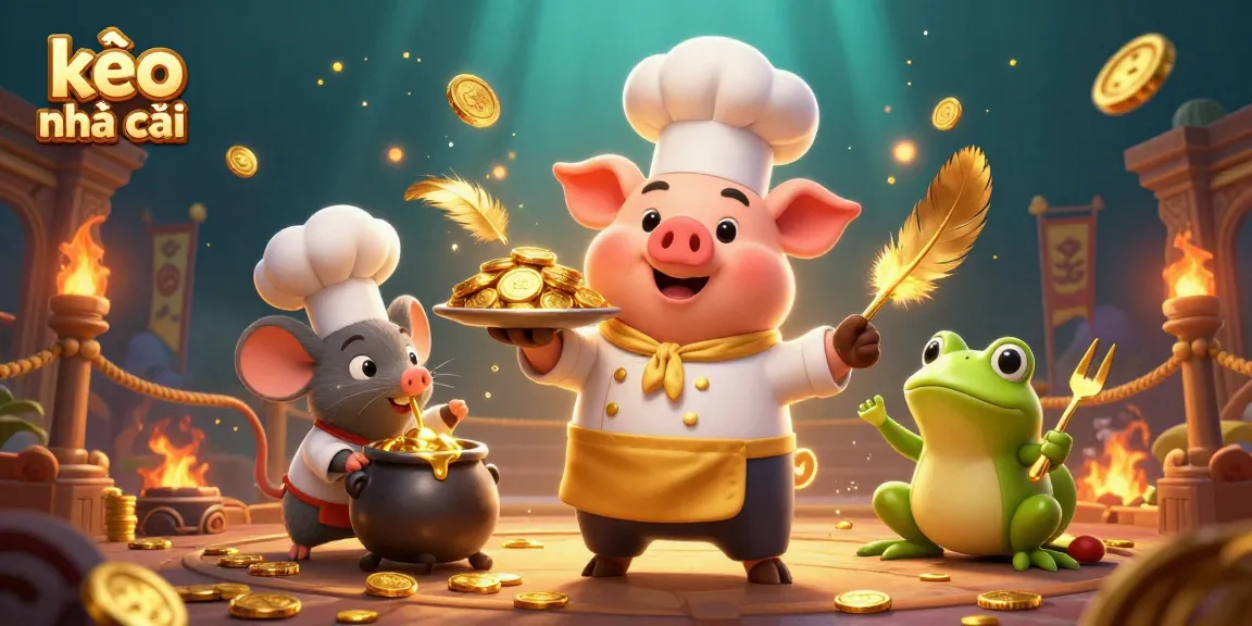 Experience thrilling moments with kèo nhà cái as the chef pig serves gold coins amidst dynamic betting action.