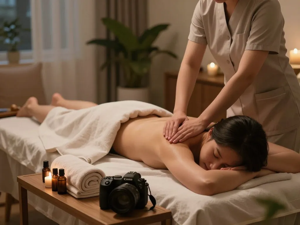 Professional therapist providing 부천 출장마사지 in a peaceful home setting, enhancing relaxation and comfort.