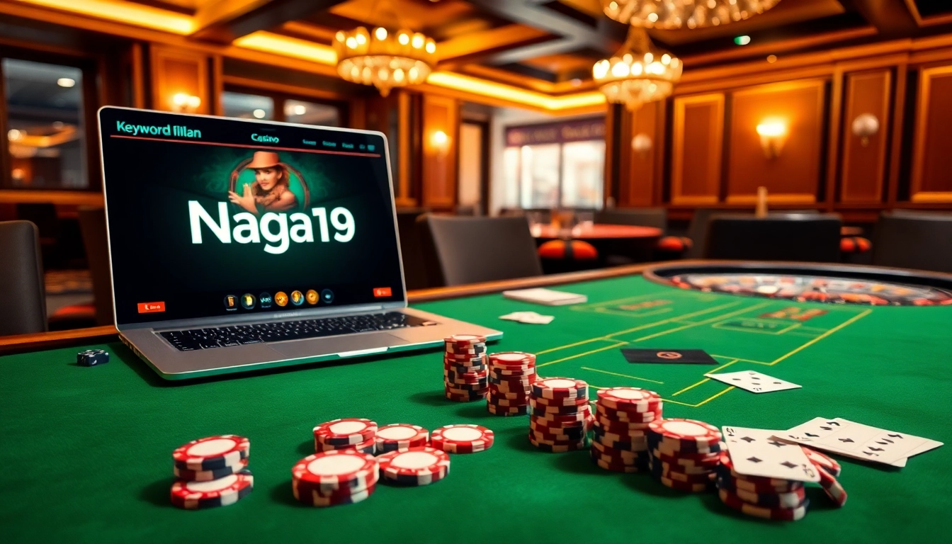 Naga169 aman showcases a luxurious casino gaming experience with vibrant tables and interactive elements.