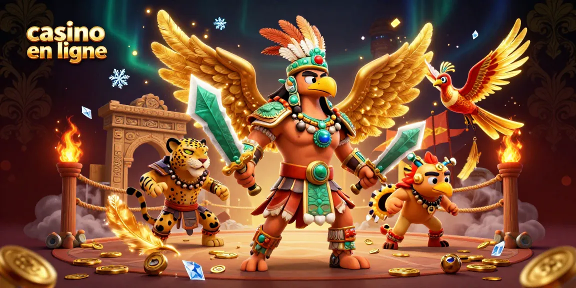 Découvrez les jeux passionnants de casino en ligne avec des guerriers Azteques et des éléments dorés.