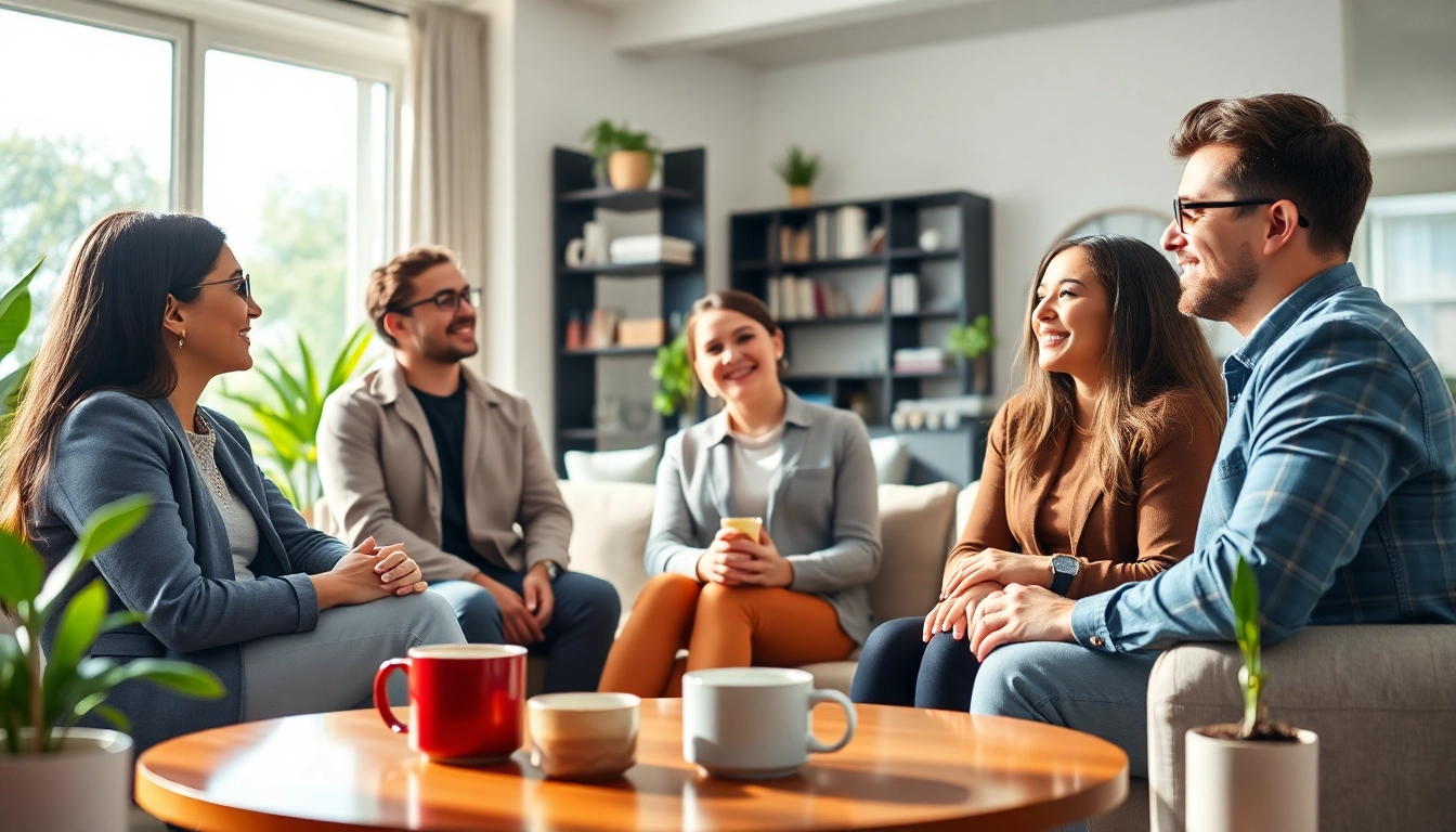Discovering guaranteed rent in Southall with engaged tenants discussing their options in a modern living space.