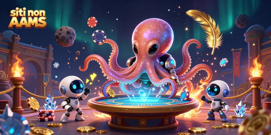 Scopri i migliori siti non AAMS con un ottimo gioco d'azzardo online in questa illustrazione vibrante.