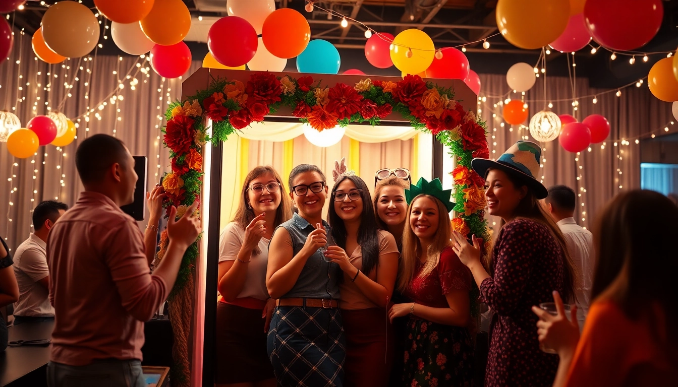 Capture joyful memories with a photo booth in Chicago featuring colorful decorations.