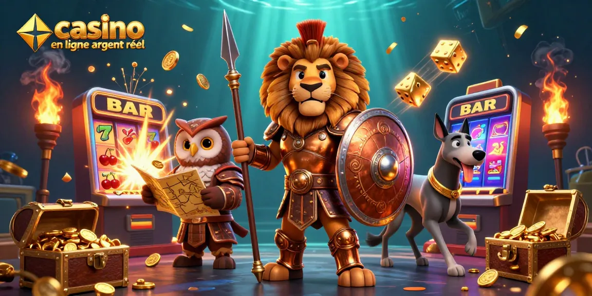 Le jackpot du casino en ligne argent réel explose avec des pièces d'or et des symboles chanceux dans une scène captivante.