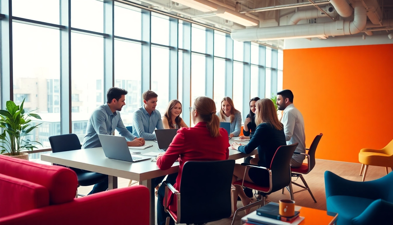 Brightet team collaboration in a vibrant workspace showcasing innovative discussion.