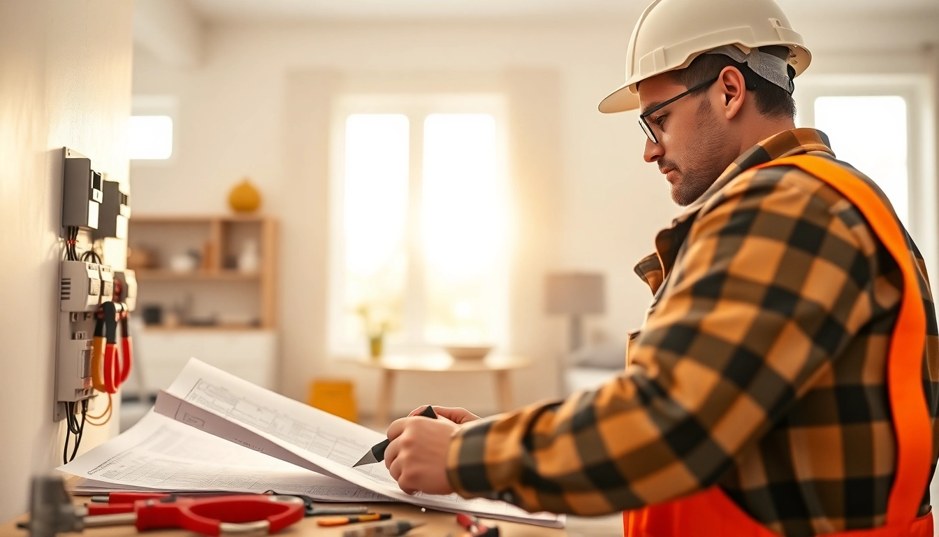 Electrician West Vancouver adjusting a light fixture in a modern home setting.