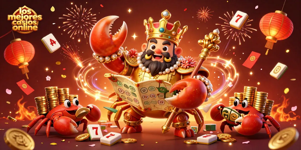 Juega en los mejores casinos online con un emperador cangrejo dorado y un ambiente festivo lleno de emoción.