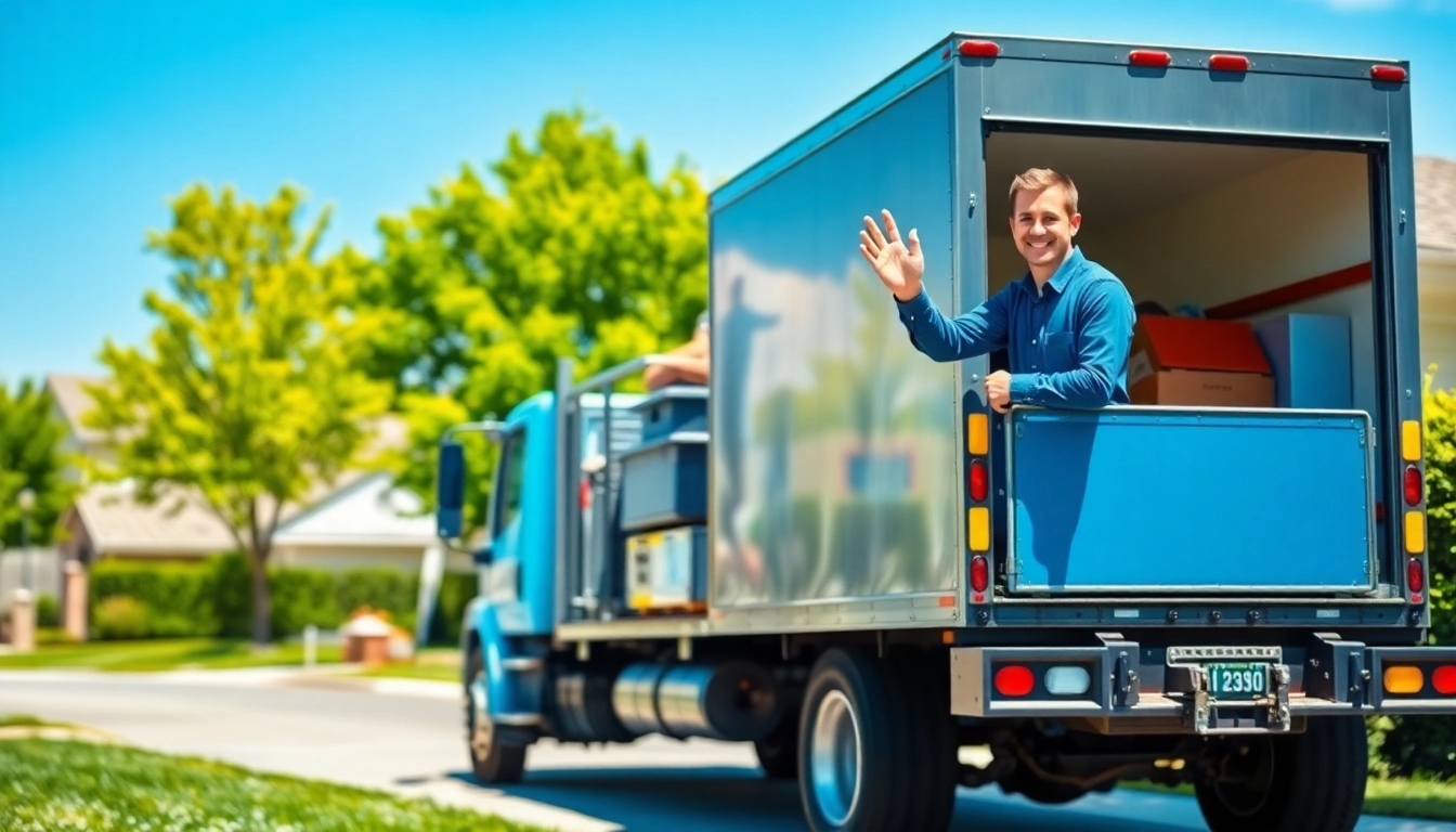 Efficient junk removal process at https://myeasyjunkremoval.com with friendly service in a sunny suburban setting.