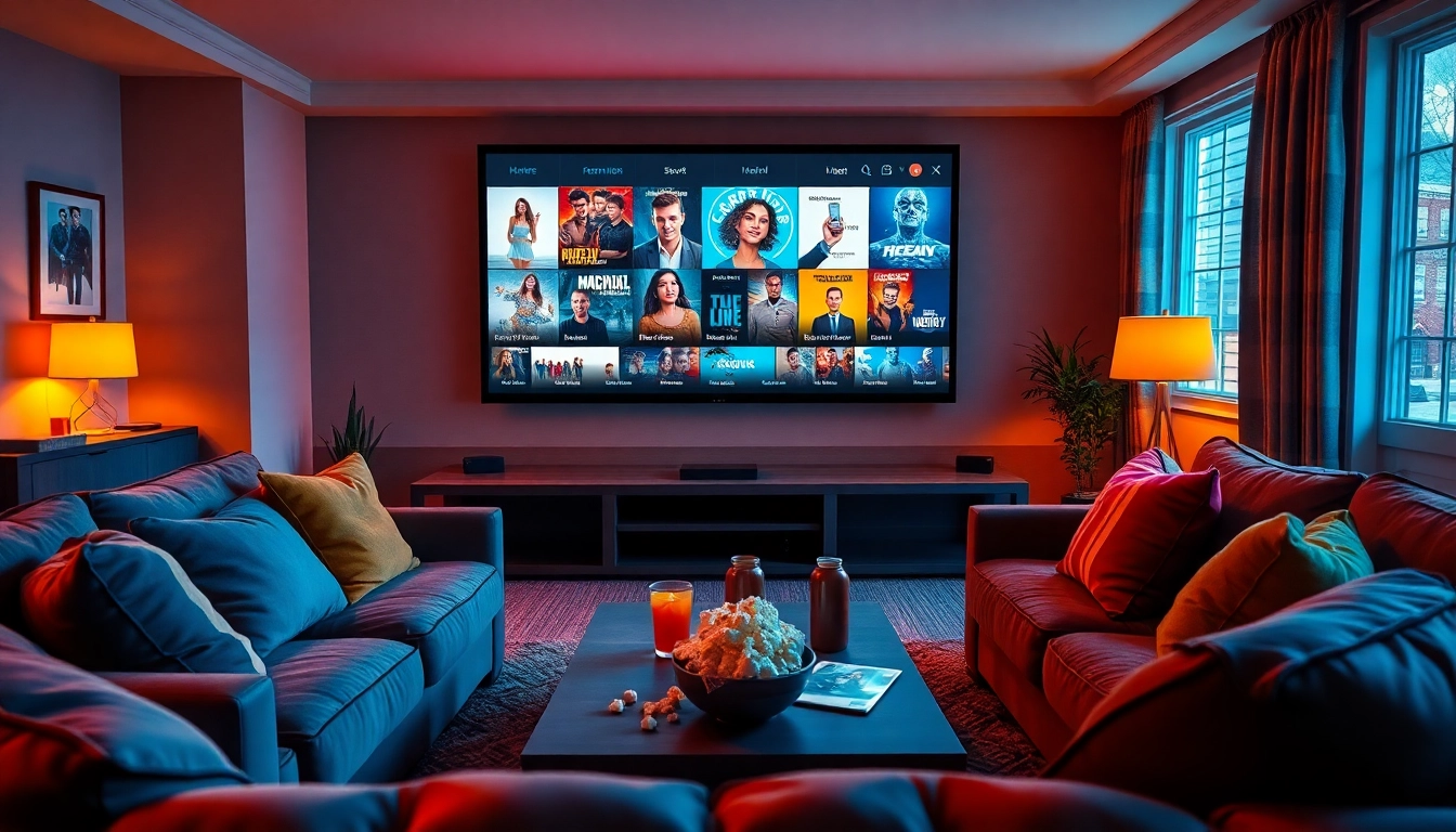 Enjoy seamless movies online in a cozy home theater environment with inviting ambiance.