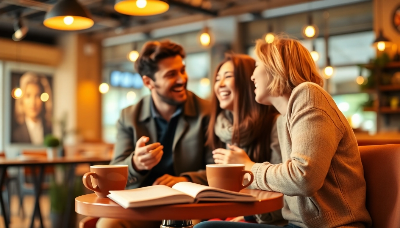 A warm coffee shop conversation illustrating break the ice meaning and origin of social interactions.