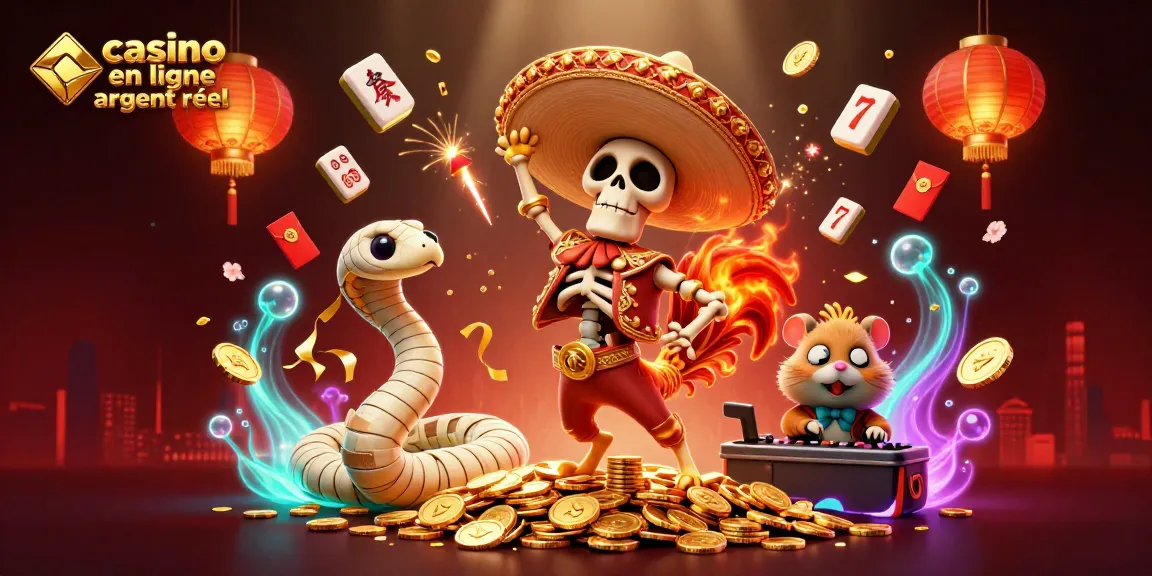 Plongez dans l'univers du casino en ligne argent réel avec une scène animée pleine de succès et de richesses.