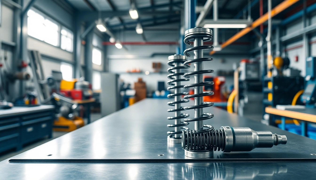 Gas Spring Manufacturer displaying high-quality products in a modern workshop setting.