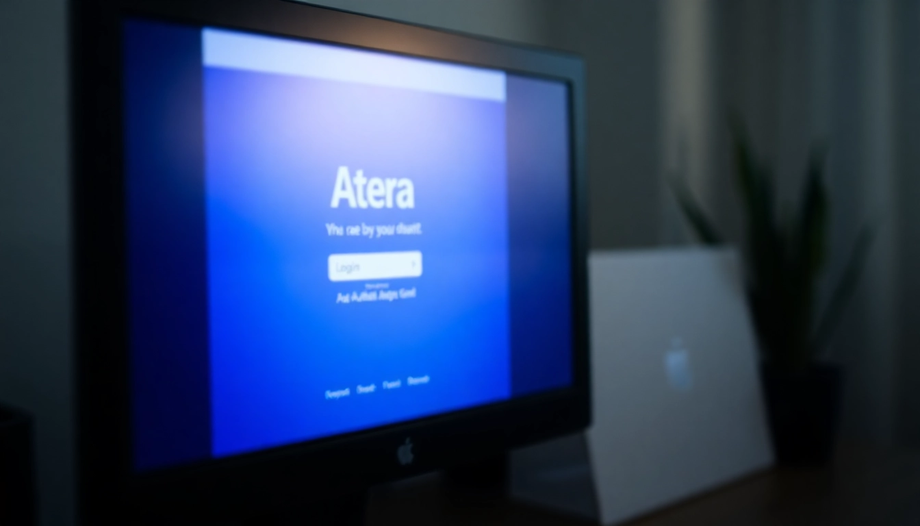 Atera login screen displayed on a computer, showcasing secure access features and a user-friendly interface.