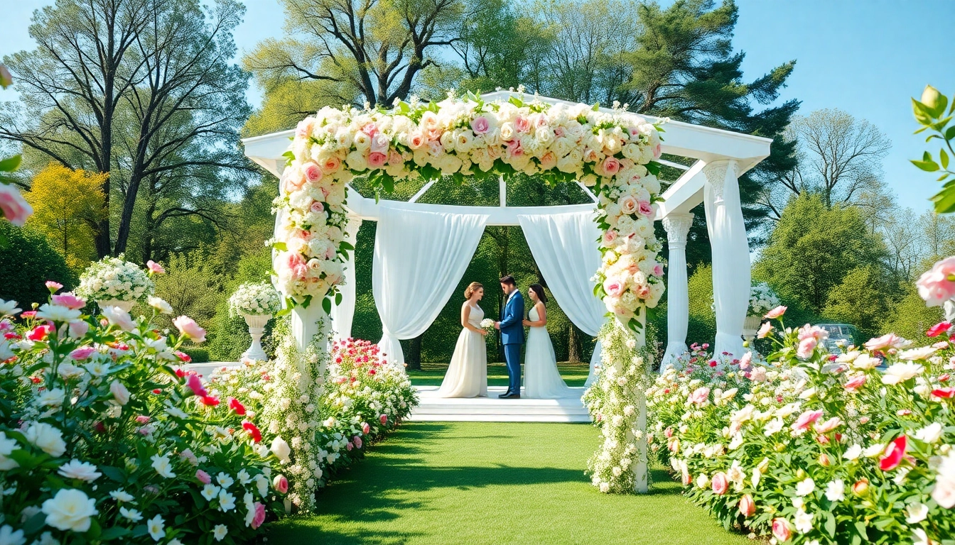Stunning Weddings Venue with elegant outdoor setup and beautiful floral decorations.