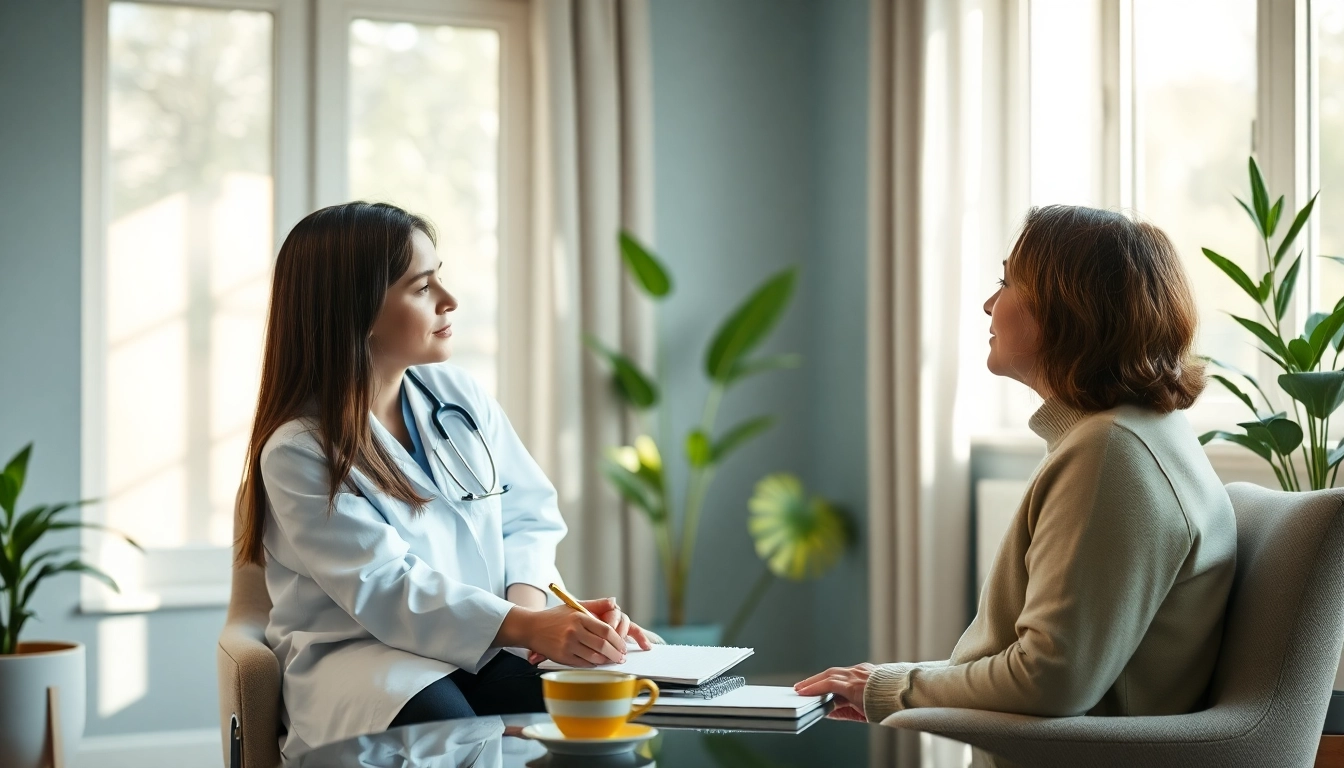 CHMC psychiatry clinic India features a calm consultation between a psychiatrist and patient, fostering trust and healing.