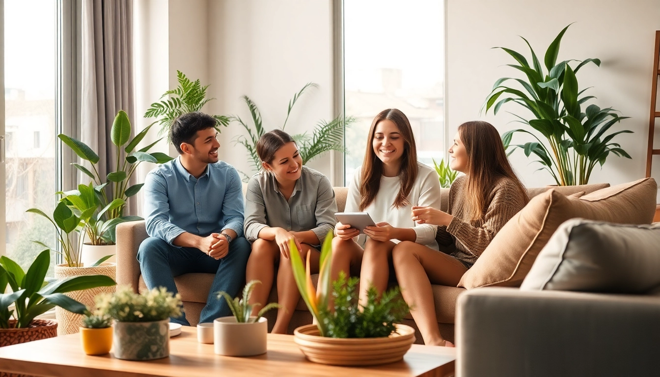 Interacting family in a comfortable living room promoting wellness at https://sicherlebensraum.de.
