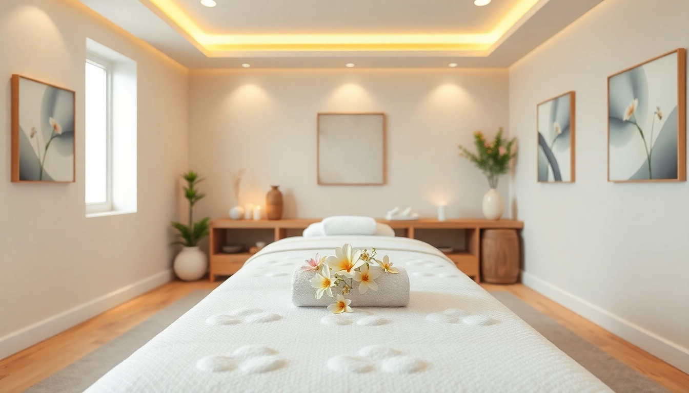 Spa Ads featuring a calming treatment room with elegant decor and ambient lighting.
