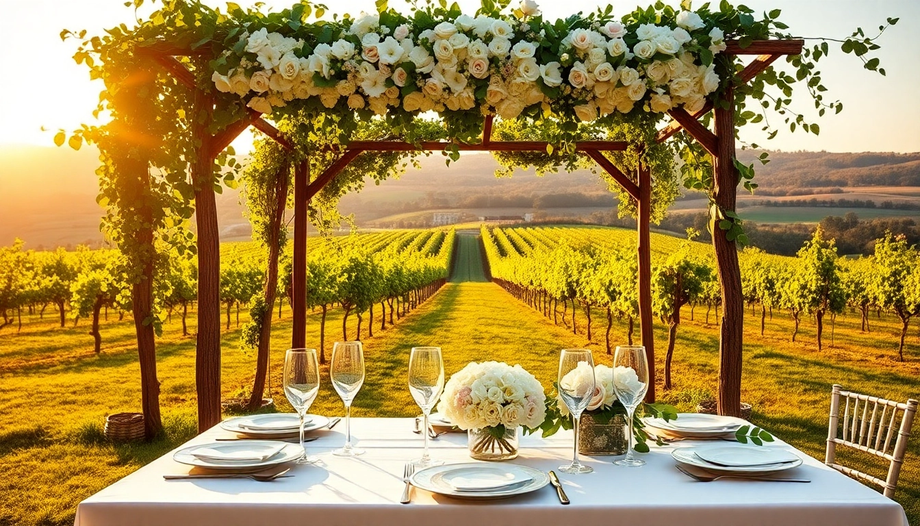 Stunning Clarksburg wedding venues with a romantic vineyard backdrop and elegant table settings