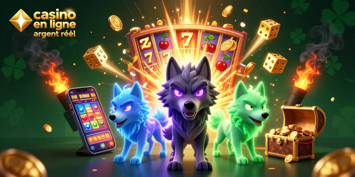Jouez à casino en ligne argent réel avec nos personnages de loup et une machine à sous éclatante.
