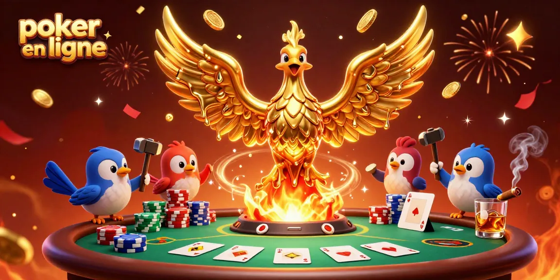 Jouer au poker en ligne dans un cadre vibrant, avec de la monnaie d'or et des obscurités de tournoi.