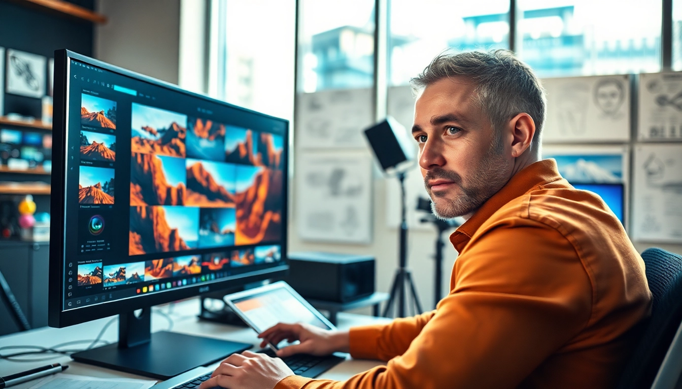 Transforming image to video with a digital artist in a vibrant studio setting.