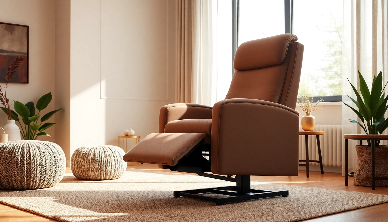 Comfortable tall man lift chair designed for support and style in a modern living room