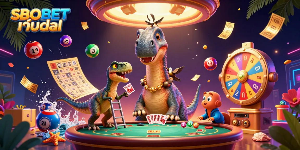 Engage with SBOBET เว็บตรง through vibrant visuals of a dynamic casino scene featuring interactive gaming elements.