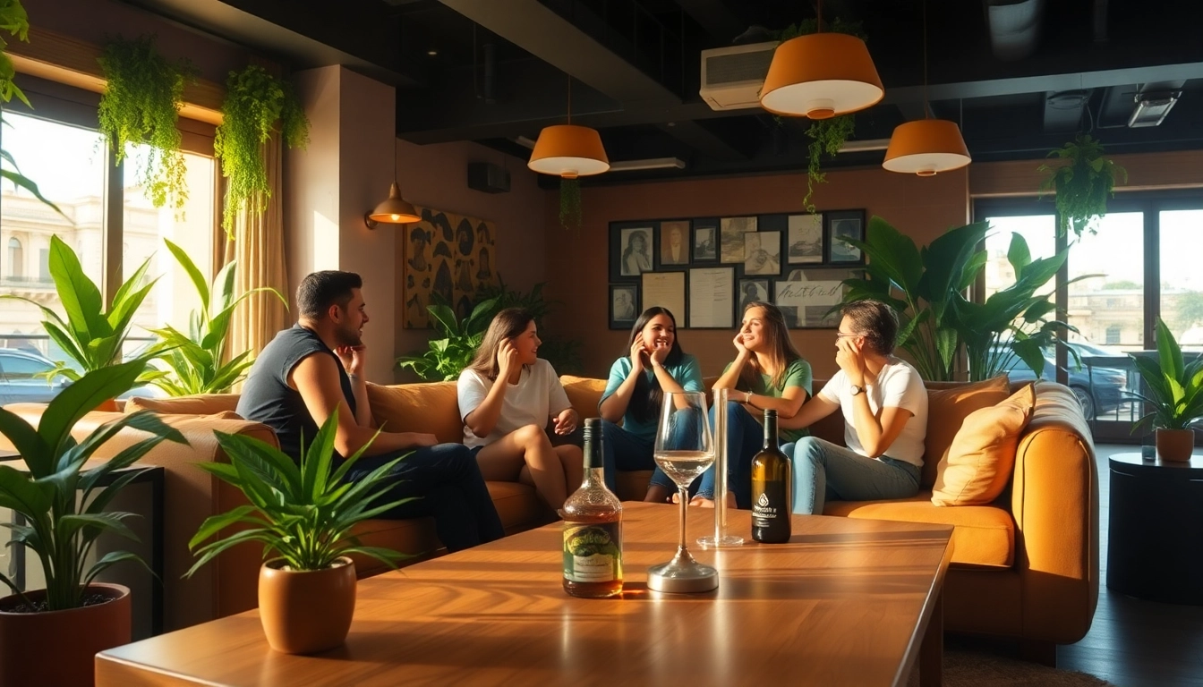 Friends enjoying their time at Meltz Social Club Madrid in a cozy, vibrant atmosphere.