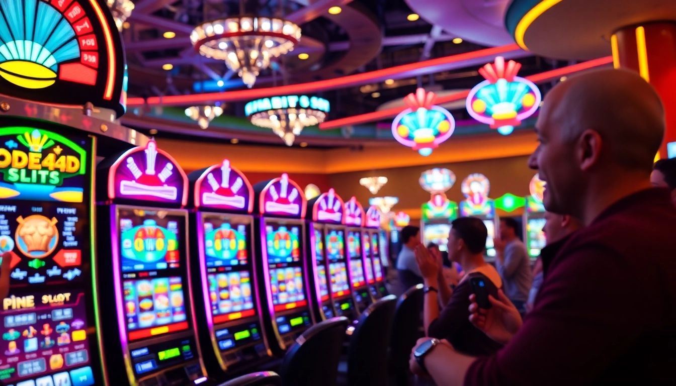 Menangi jackpot dengan ondel4d slot di mesin permainan kasino yang berwarna-warni.