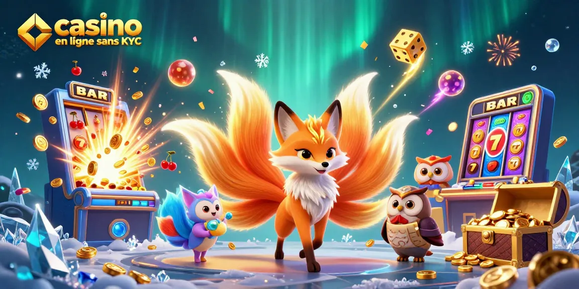 Jouez aux machines à sous tout en découvrant le casino en ligne sans KYC, une illustration immersive et colorée.