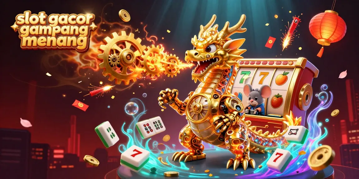Engage with slot gacor gampang menang through a vibrant scene of a golden dragon and game elements, designed for casino enthusiasts.