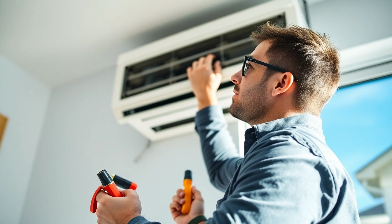 HVAC company canada technician inspecting a modern HVAC system in a bright home.