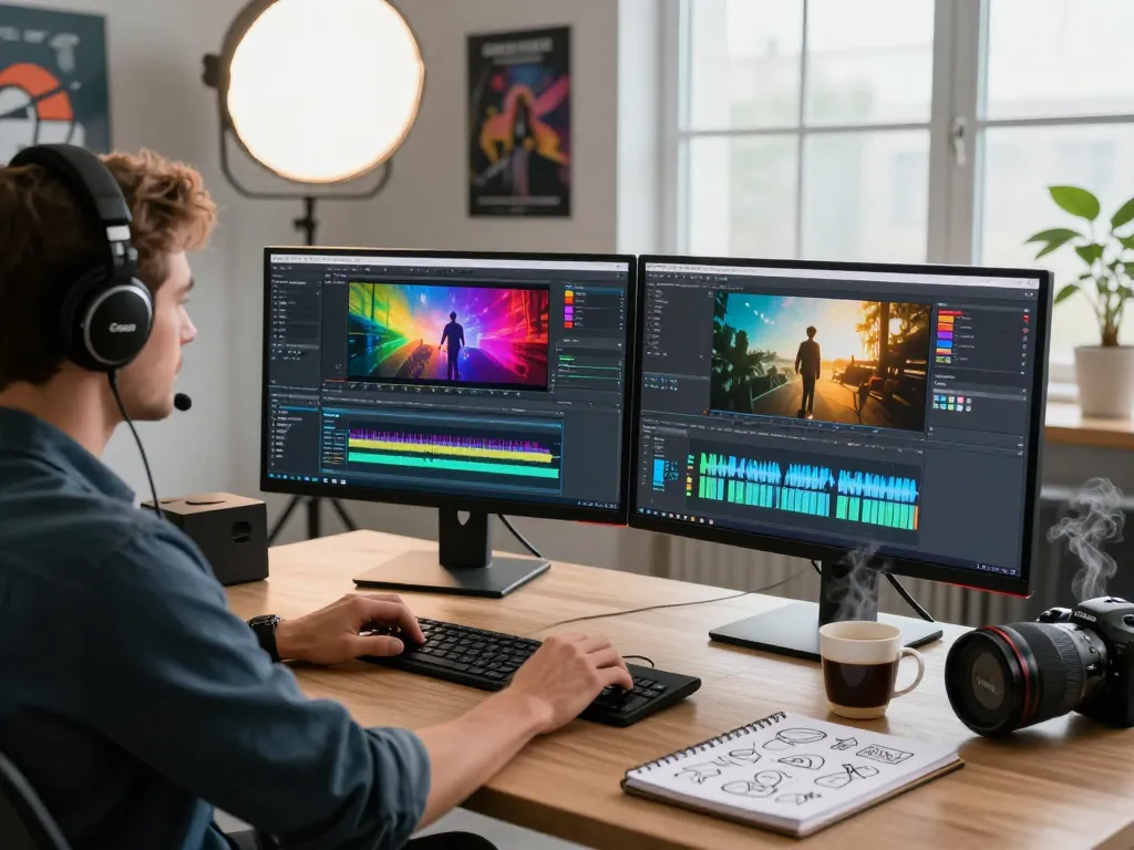Video to prompt generator workspace with video editing analysis and AI models, capturing dynamic content creation