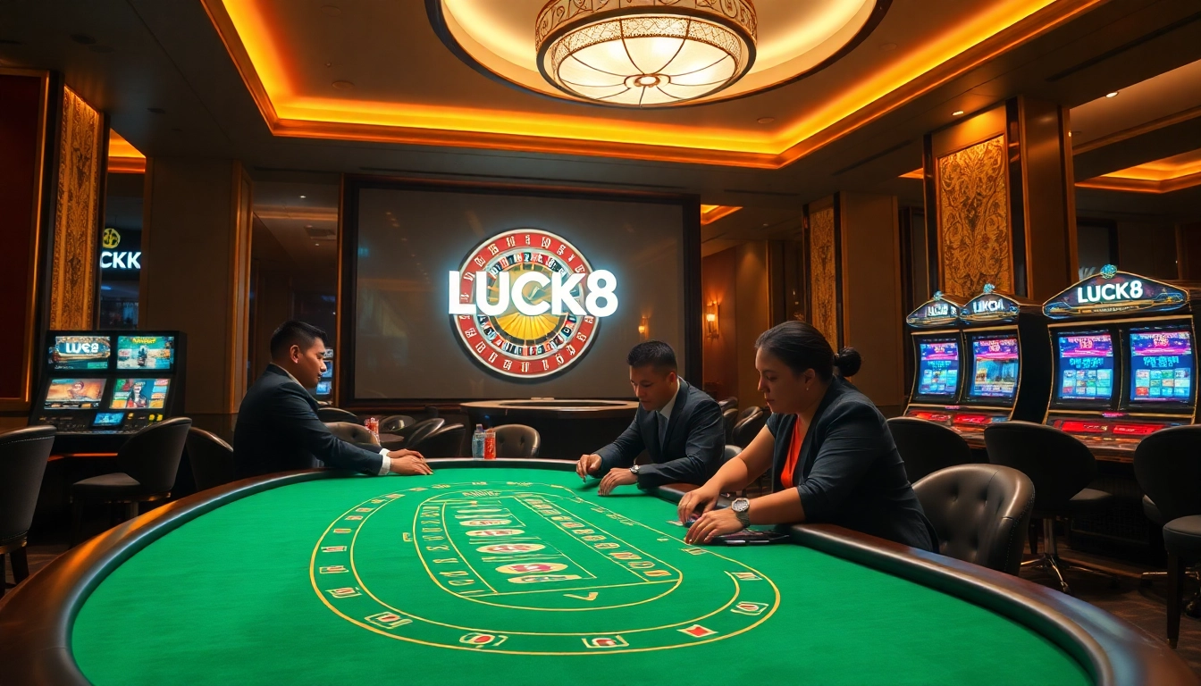 LUCK8 offers players an exciting atmosphere at a vibrant poker table filled with action.