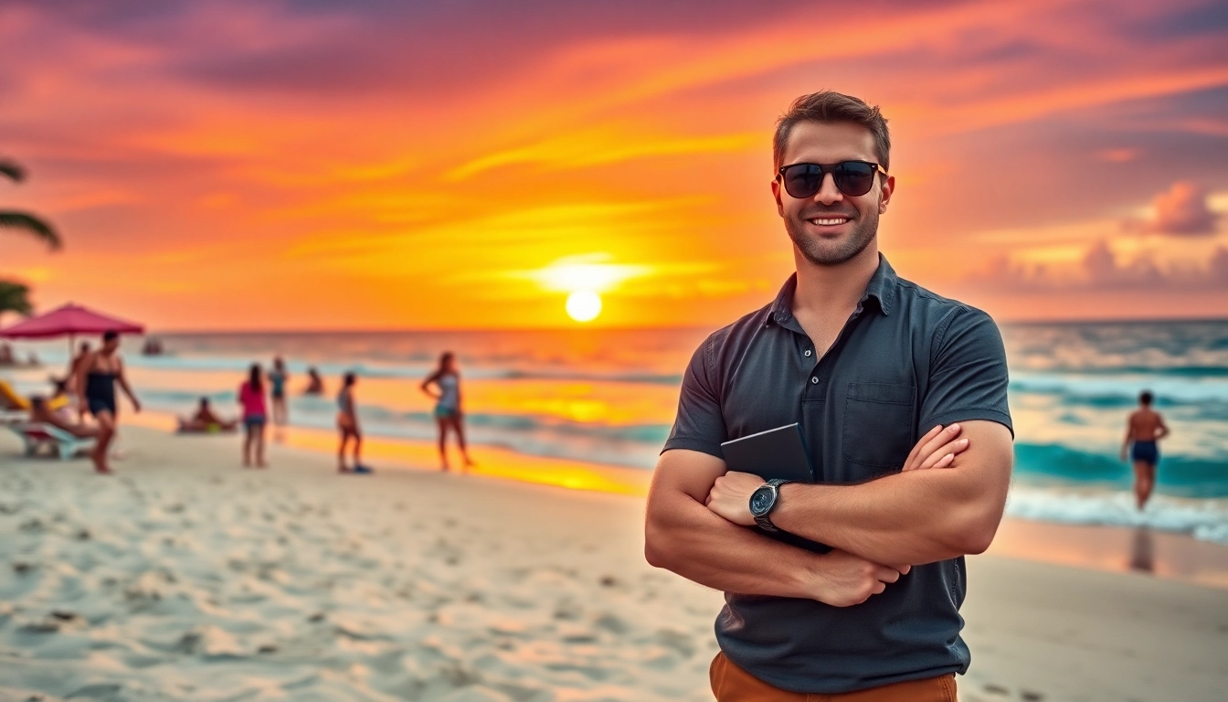 Engage with customized trips at http://datanisle.com showcasing a beach sunset and joyful travelers.