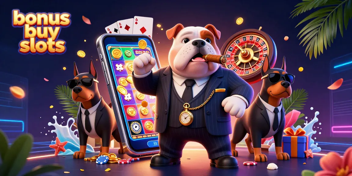 Experience thrilling action with bonus buy slots amidst vibrant casino elements and characters.