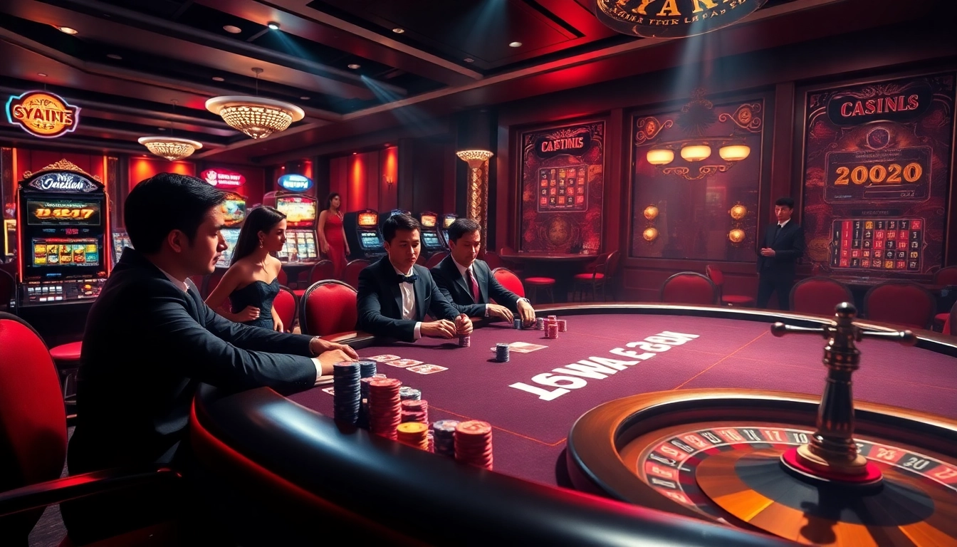 Experience thrilling gameplay at Nhà cái SV388 casino with vibrant poker tables and exciting slot machines.