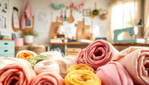 Verken de zachte textuur van wafel katoen in een kleurrijke naaiwerkplaats met inspiratie-elementen.