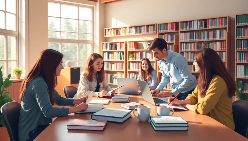 Asigurarea de lucrări academice la https://lucrari-licenta.net, studenți colaborează în bibliotecă.