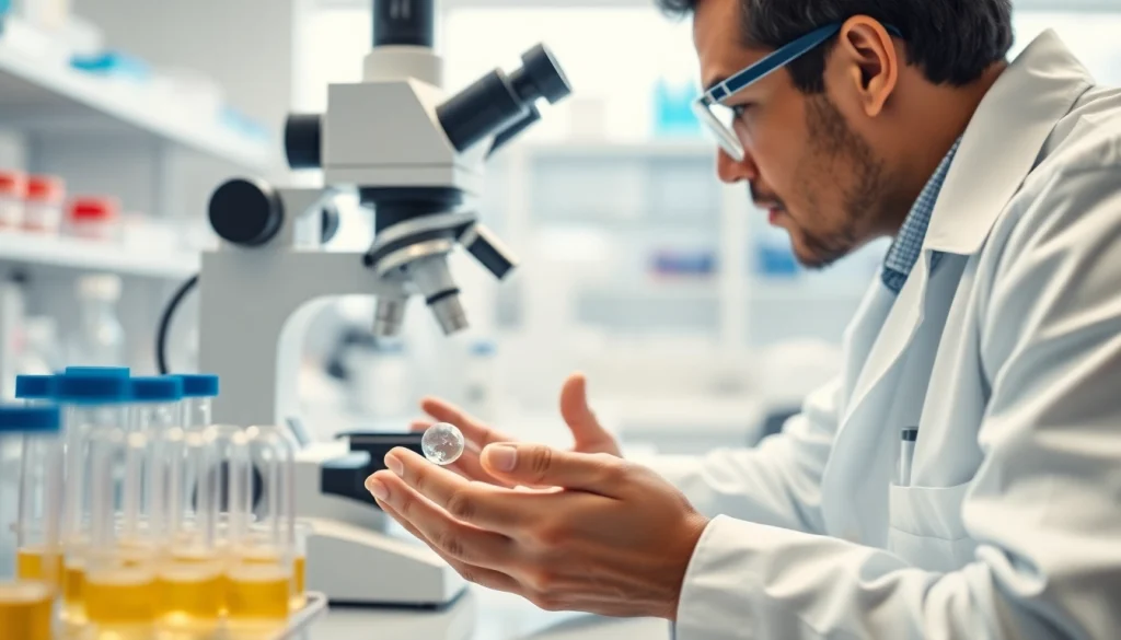 Research peptides examined by a scientist in a modern laboratory setting.