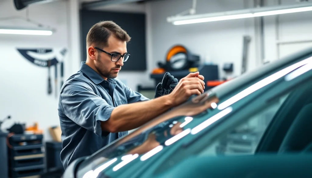 Car window repair Northglenn by a skilled technician in a garage, showcasing precision and professionalism.