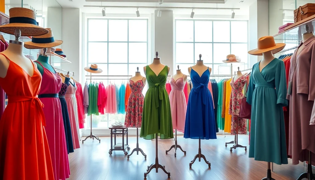 Shop the latest styles at a contemporary Clothing store with vibrant apparel displays.