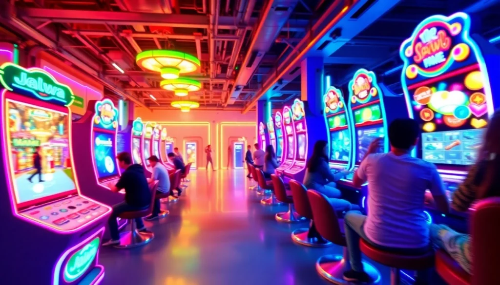 Players enjoying the Jalwa game platform with exciting graphics and rewards, creating a vibrant gaming atmosphere.