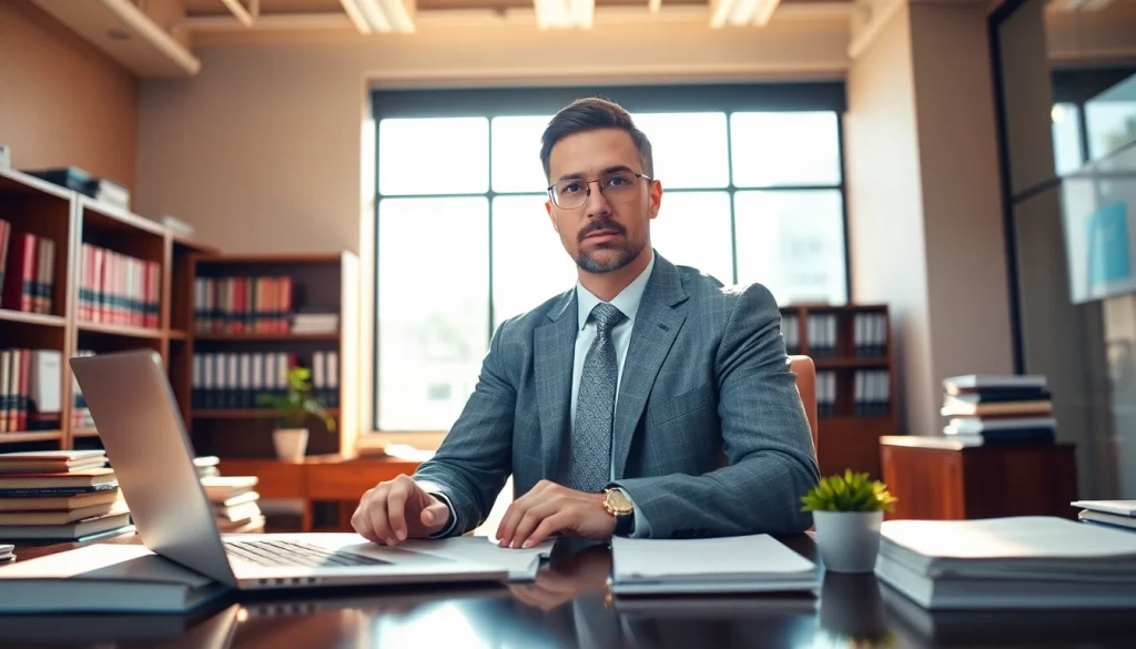 Tim Grabe, a dedicated personal injury attorney at https://www.timgrabeattorney.com, engaging with legal documents in his office.
