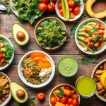 Explore delicious recipes on recipesalexarciab.com featuring vibrant, healthy dishes on a rustic table.