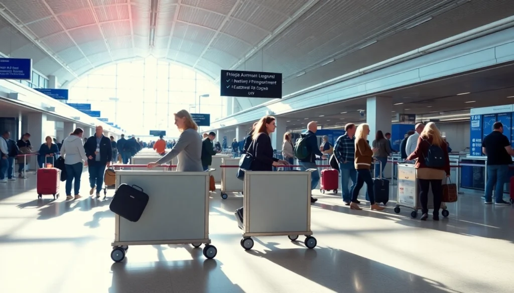 Explore the bustling environment of Liverpool Airport as travelers check in and prepare for their flights.