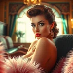 Showcasing the elegance of 1940s pin-up art through https://www.esquirevargas.com in a vintage illustration