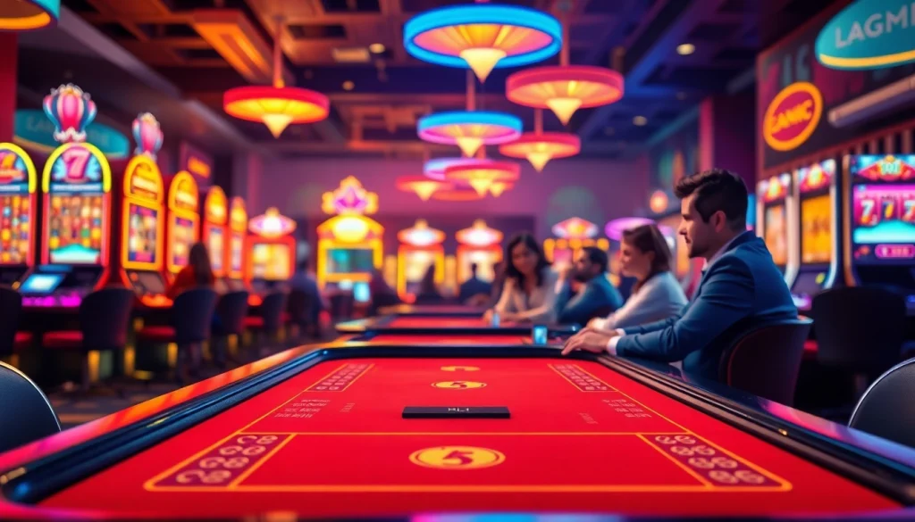 Permainan mengasyikkan jewel4d di lingkungan kasino yang berwarna-warni dan penuh energi.